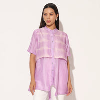 ZEPHYRA SHIBORI STRIPED SHIRT - LAVENDER PINK | LINETRIBE