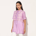 ZEPHYRA SHIBORI STRIPED SHIRT - LAVENDER PINK | LINETRIBE