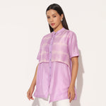 ZEPHYRA SHIBORI STRIPED SHIRT - LAVENDER PINK | LINETRIBE