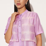 ZEPHYRA SHIBORI STRIPED SHIRT - LAVENDER PINK | LINETRIBE