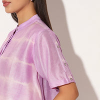 ZEPHYRA SHIBORI STRIPED SHIRT - LAVENDER PINK | LINETRIBE