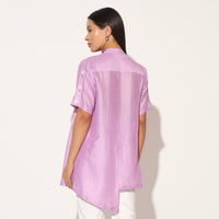 ZEPHYRA SHIBORI STRIPED SHIRT - LAVENDER PINK | LINETRIBE