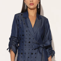 ANEBULA EMBROIDERED JACKET DRESS - BLUE | LINETRIBE