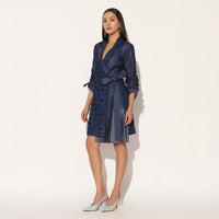 ANEBULA EMBROIDERED JACKET DRESS - BLUE | LINETRIBE