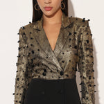 VEYORA JACKET DRESS - GOLD BLACK | LINETRIBE