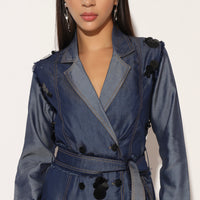 NYVORA TRENCH DRESS - BLUE | LINETRIBE