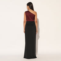 ORIVYN GOWN - MAROON BLACK | LINETRIBE