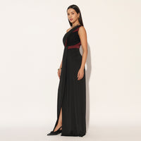 ORIVYN GOWN - MAROON BLACK | LINETRIBE