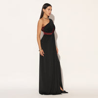 ORIVYN GOWN - MAROON BLACK | LINETRIBE