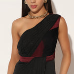 ORIVYN GOWN - MAROON BLACK | LINETRIBE