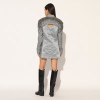 SELVARIS EMBROIDERED JACKET DRESS - GREY | LINETRIBE
