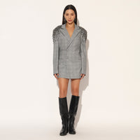 SELVARIS EMBROIDERED JACKET DRESS - GREY | LINETRIBE