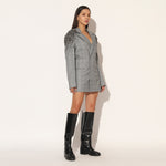 SELVARIS EMBROIDERED JACKET DRESS - GREY | LINETRIBE