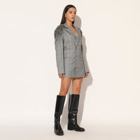 SELVARIS EMBROIDERED JACKET DRESS - GREY | LINETRIBE