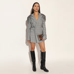 SELVARIS EMBROIDERED JACKET DRESS - GREY | LINETRIBE