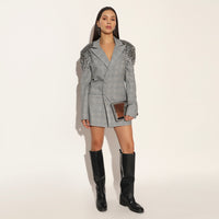 SELVARIS EMBROIDERED JACKET DRESS - GREY | LINETRIBE