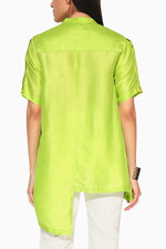 ZEPHYRA SHIBORI STRIPED SHIRT - YELLOW GREEN | LINETRIBE
