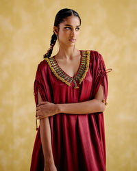Amor- Maroon kaftan dress | 5Elements