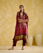 Tychon- Maroon digital printed kaftan | 5Elements