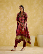 Tychon- Maroon digital printed kaftan | 5Elements