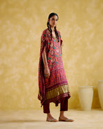 Tychon- Maroon digital printed kaftan | 5Elements