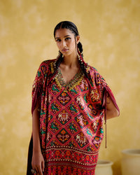 Tychon- Maroon digital printed kaftan | 5Elements