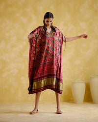 Tychon- Maroon digital printed kaftan | 5Elements