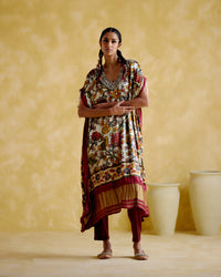 Selene-Maroon digital print kaftan | 5Elements