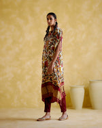 Selene-Maroon digital print kaftan | 5Elements