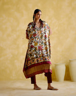 Selene-Maroon digital print kaftan | 5Elements