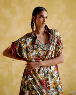 Selene-Maroon digital print kaftan | 5Elements