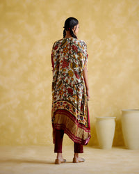 Selene-Maroon digital print kaftan | 5Elements