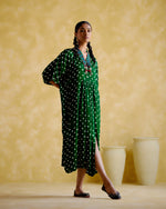 Devadarsana- Green handcrafted kaftan | 5Elements