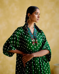 Devadarsana- Green handcrafted kaftan | 5Elements
