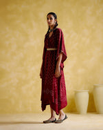 Annika - Maroon bandhini Kaftan | 5Elements