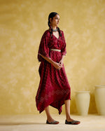 Annika - Maroon bandhini Kaftan | 5Elements
