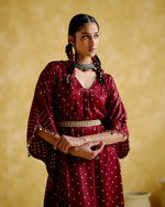Annika - Maroon bandhini Kaftan | 5Elements