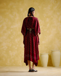 Annika - Maroon bandhini Kaftan | 5Elements