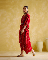 Annika - Red bandhini kaftan | 5Elements