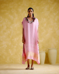 Anuradha -Kalamkari Pink Kaftan | 5Elements