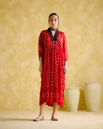 Devadarsana- Red Black handcrafted kaftan | 5Elements