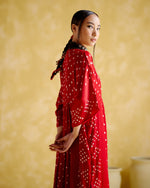 Devadarsana- Red Black handcrafted kaftan | 5Elements