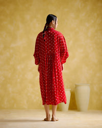 Devadarsana- Red handcrafted kaftan | 5Elements