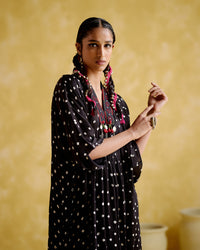 Devadarsana- Black handcrafted kaftan | 5Elements