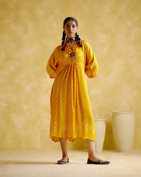Devadarsana- Mustard handcrafted kaftan | 5Elements