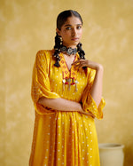 Devadarsana- Mustard handcrafted kaftan | 5Elements