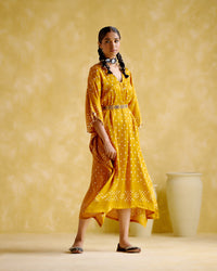 Annika - Mustard bandhini kaftan | 5Elements
