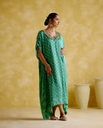 Dakshayani -Sage green kaftan | 5Elements