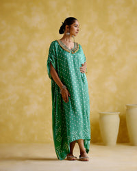 Dakshayani -Sage green kaftan | 5Elements