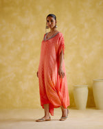 Dakshayani -Peach orange kaftan | 5Elements